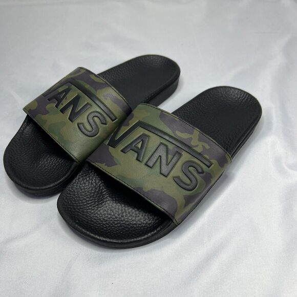 Vans Men's Camo Slides Slip-On Sandals Black Green Brown Size 7 - Picture 4 of 9